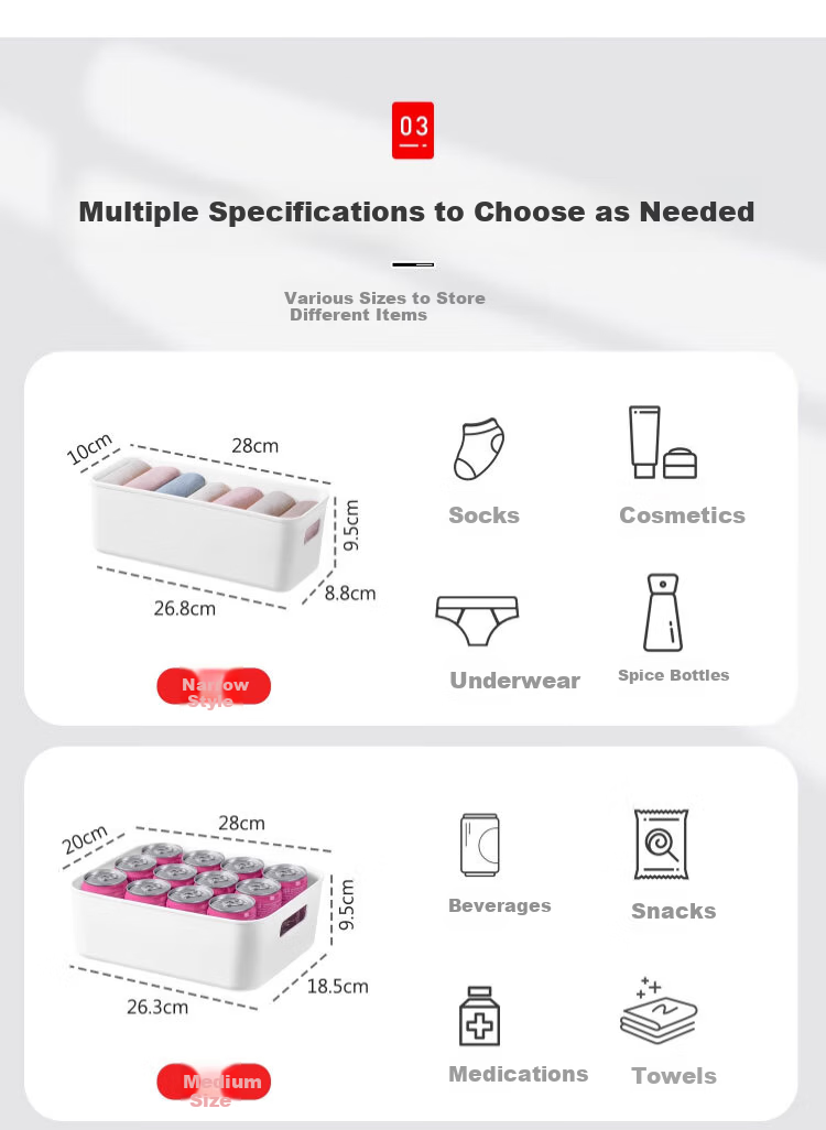 Zhifan Japanese Desktop Drawer Snack Storage Box Rectangular Kitchen Cabinet Organizer Small Miscellaneous Storage Box 5
