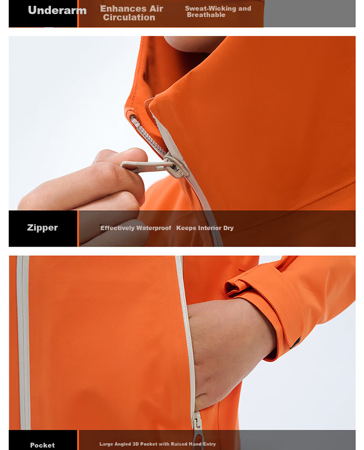 Pelliot Kids Outdoor Windproof Hard Shell Jacket Autumn Winter 135101017 Orange Size 165 31
