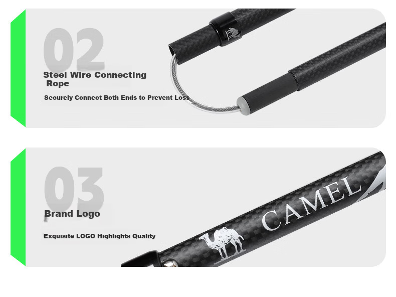 Camel Trekking Pole Carbon Lightweight Telescopic Hiking Mountaineering Carbon Fiber Walking Stick 174BABP668A Matte Black 15