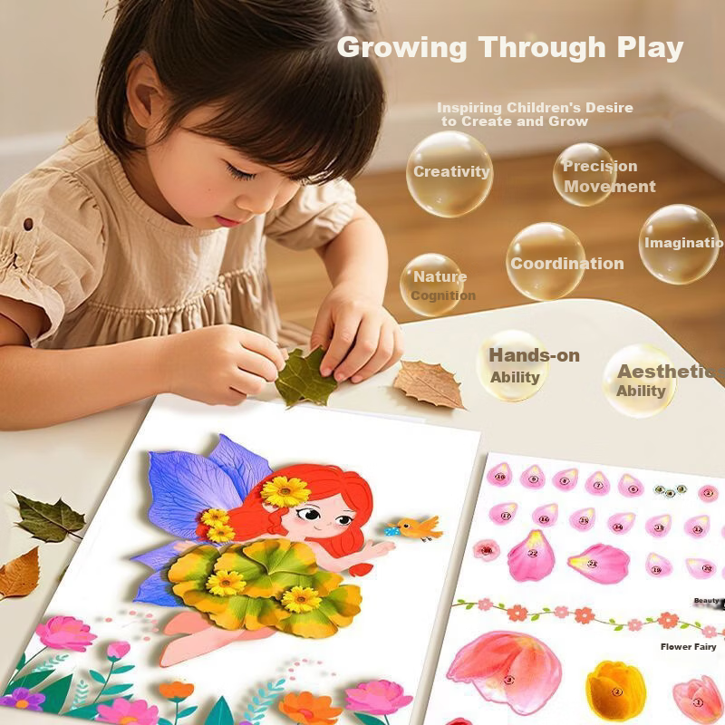 Xibimu Creative Leaf Art Cute Pet Stickers Kindergarten Children DIY Craft Materials 3D Puzzle Toy