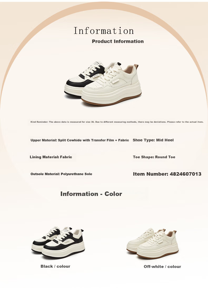 DAPHNE Women's White Sneakers 2026 New Spring Casual Thick-Soled Sports Shoes Women's Skate Shoes 3