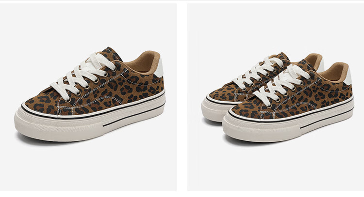 DAPHNE Women's Shoes 2026 Summer New Leopard Print Soft Sole Sneakers Casual Canvas Shoes Brown Size 38 20