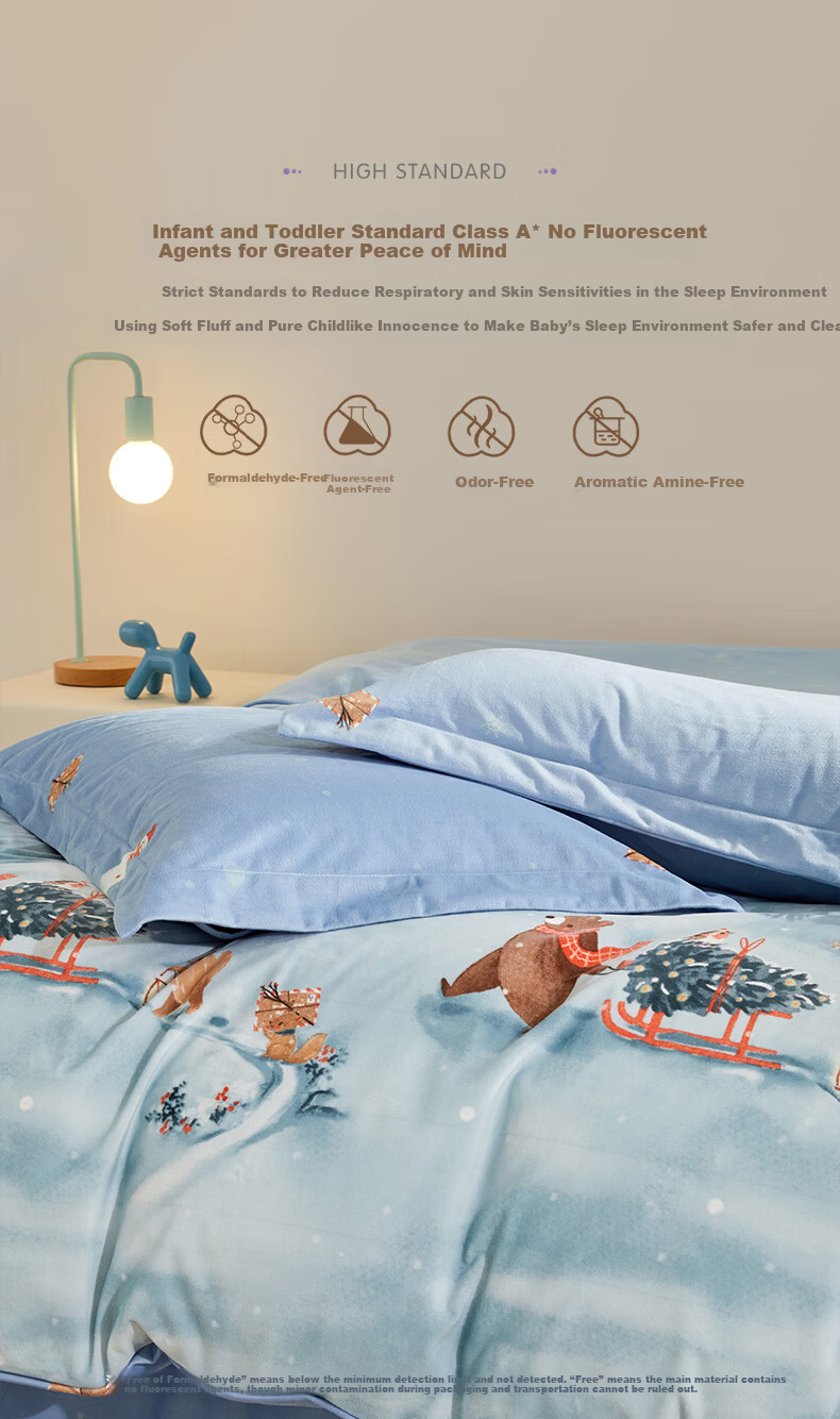 Luolaikids 3-Piece Set Baby A-Class Crystal Warm Velvet Bedding Dorm Single Bed Sheet Duvet Cover Pillowcase 150x215cm 4
