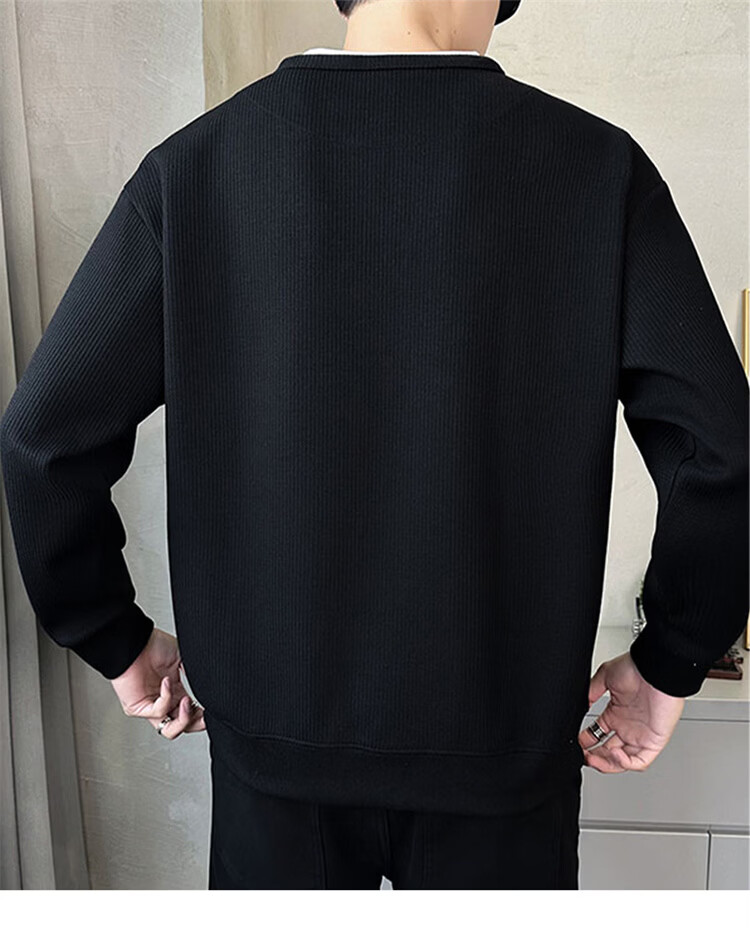 MARK FAIRWHALE Men's Sweatshirt Spring and Autumn Trendy Casual Two-in-One Long Sleeve T-Shirt Jacket Apricot M 9