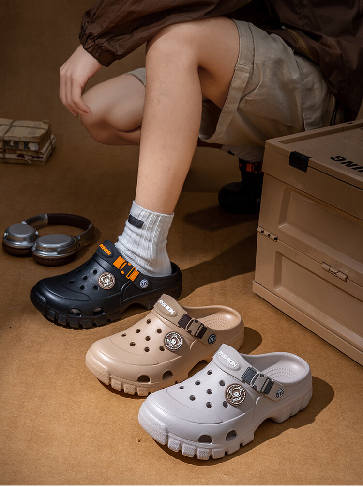 Darcy Mister Men's Summer Outdoor Breathable Holey Shoes Thick Sole EVA Closed-Toe Sandals 6