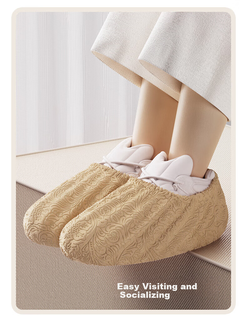 Baicaoyuan Disposable Shoe Covers Indoor Home Thickened Wear-Resistant Non-Slip Computer Room Special Student Non-Woven Fabric Foot Covers 50pcs Brown 12