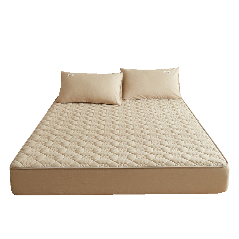 MUJI Class A Cotton Fitted Sheet Soybean Waterproof Quilted Mattress Protector Full Coverage 1.5x2m Dusty Pink