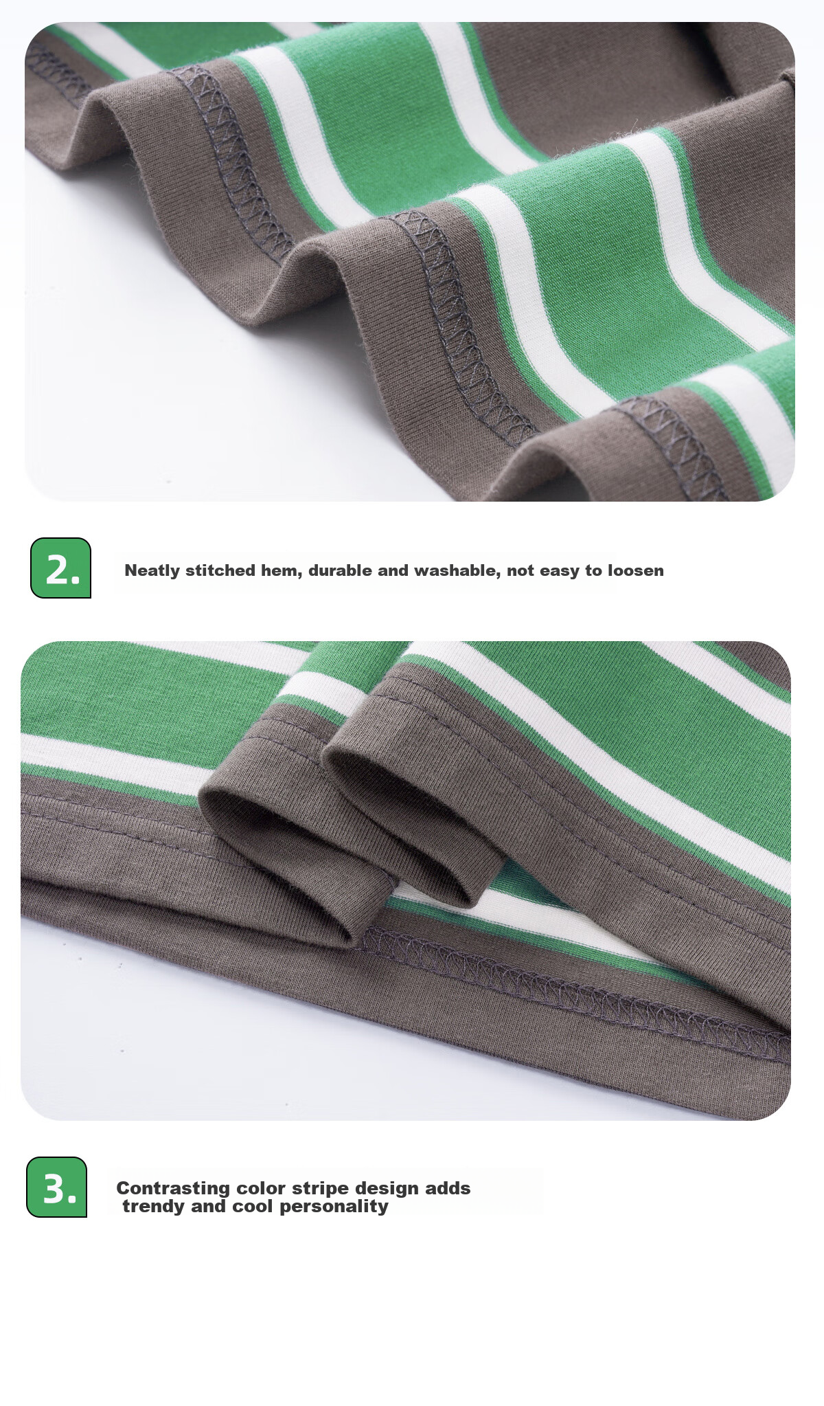 Langsha Autumn New Boys Casual Set Striped T-Shirt Outdoor Cargo Pants Green Gray 160 1