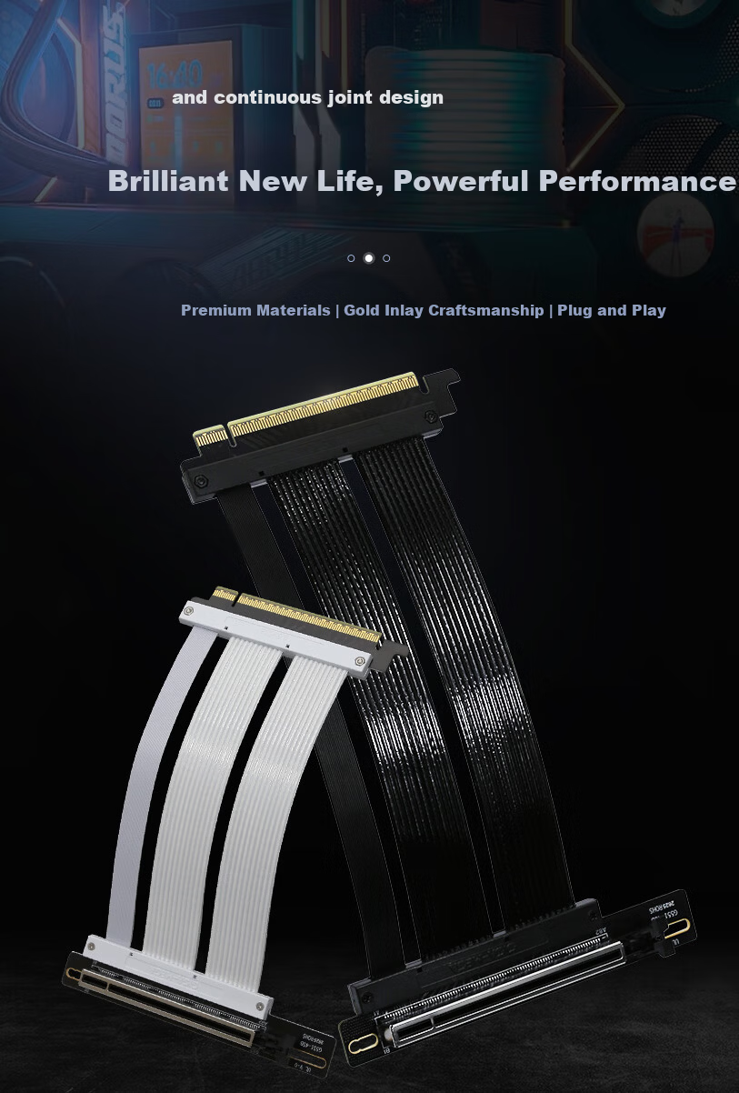 GIGA-MEGA PCIe 5.0 X16 High-Speed Lossless Dual-Layer Flexible 90-Degree PCIe 5 Extension Cable Compatible with 5090 Graphics Cards ATX Case 90-Degree 18cm White 1