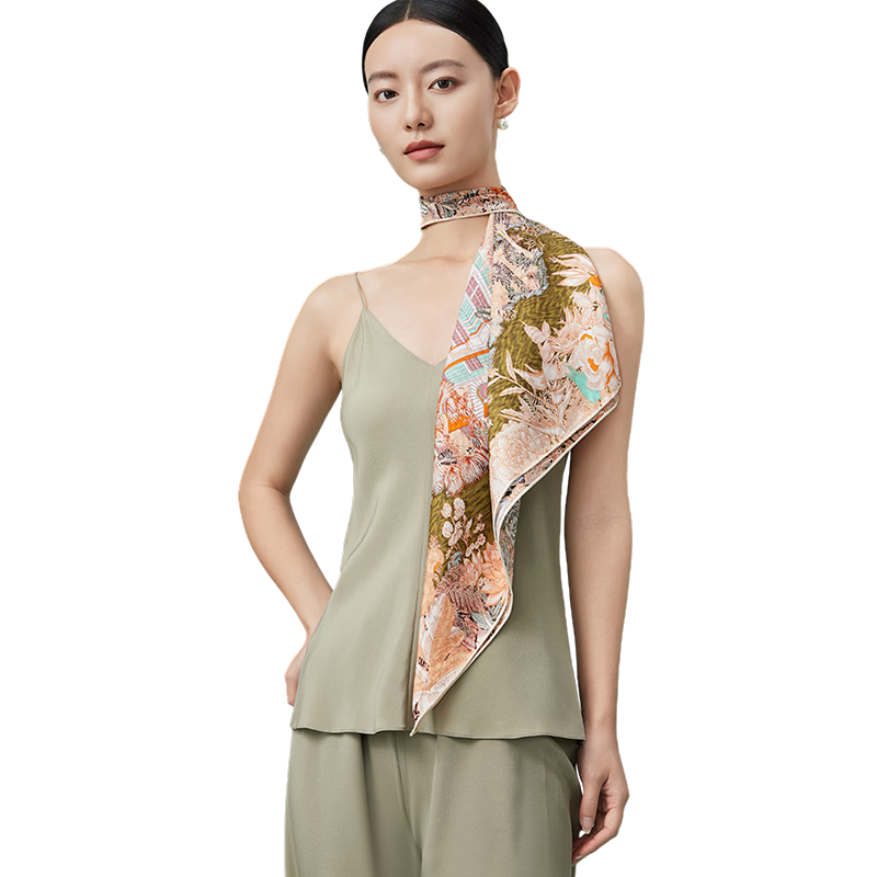 Shanghai Story 100% Mulberry Silk Jacquard Square Scarf Genuine Silk Gift for Mom and Girlfriend Birthday