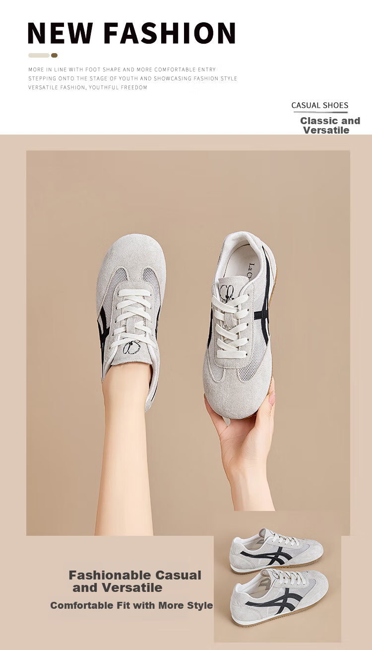 La Chapelle Women's Sneakers Casual Soft Sole Lightweight Sports Shoes Beige Size 36 1