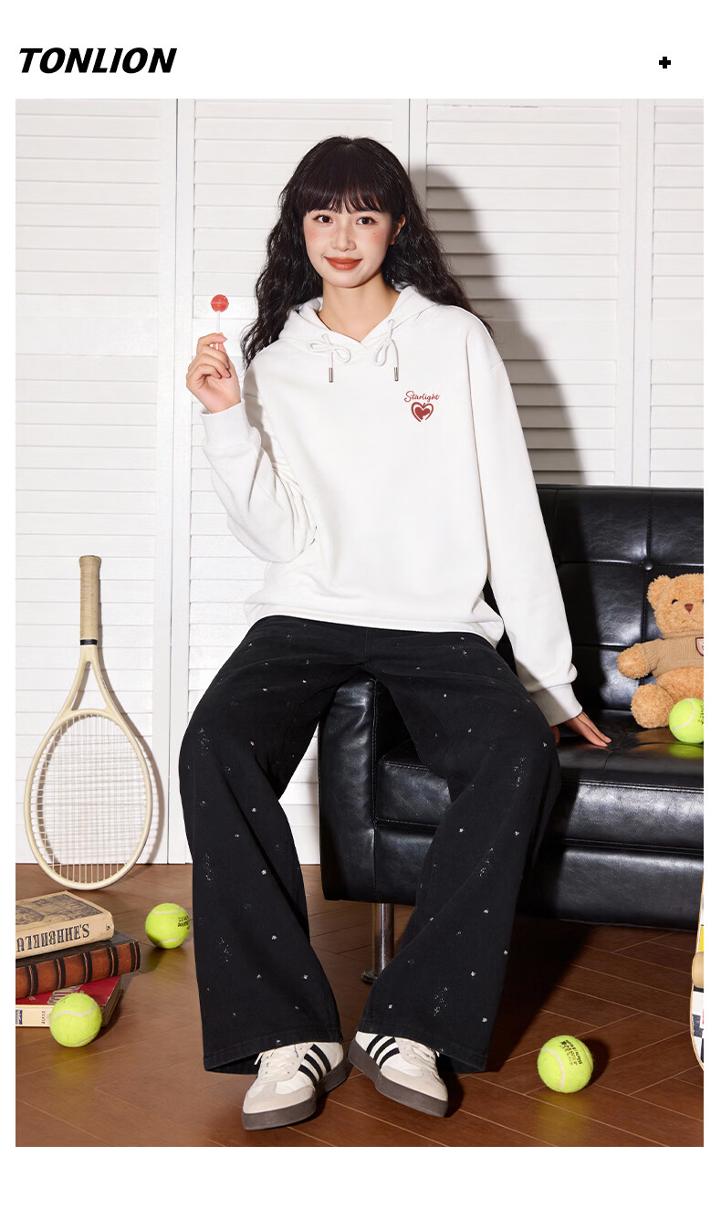 TonLion Women's Fleece-Lined Hoodie Autumn Winter New Lamb Wool Thick Warm Loose Trendy Top for Petite 10