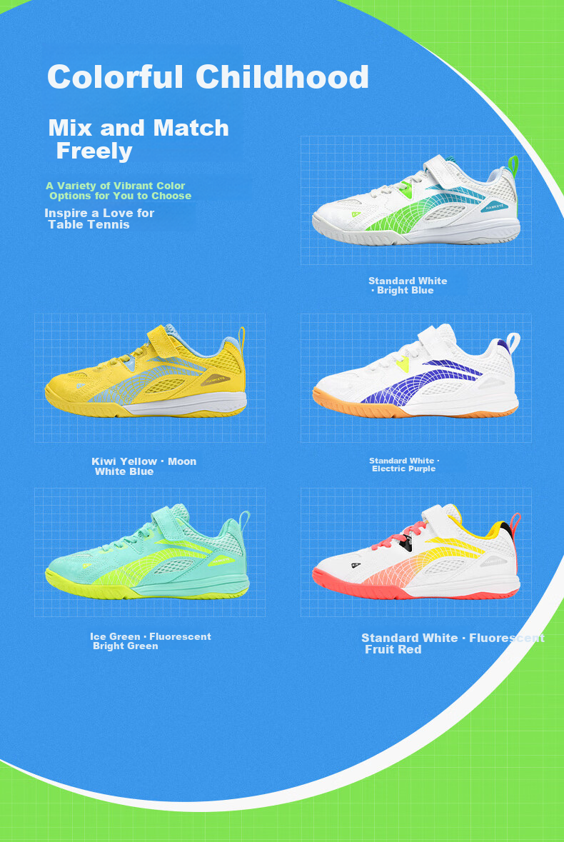 LI-NING Eagle Eye 2.0 Kids Table Tennis Shoes Breathable Shock Absorption Professional Training Sports Shoes Size 34 6