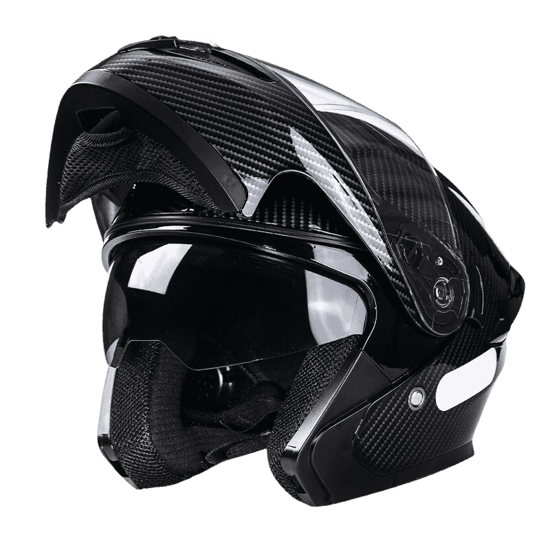 YEBAO Motorcycle Helmet Flip-up Cruiser Racing Helmet Dual Visor Unisex Outdoor Riding Helmet New National Standard 3C DOT Certified Bright Black L