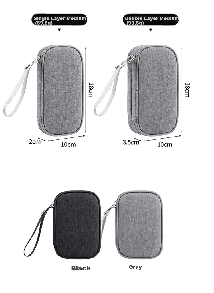 Biyoumei U-Shield USB Drive Storage Bag Multifunctional Data Cable Earphone Organizer Double-Layer 12 Slots Gray 13
