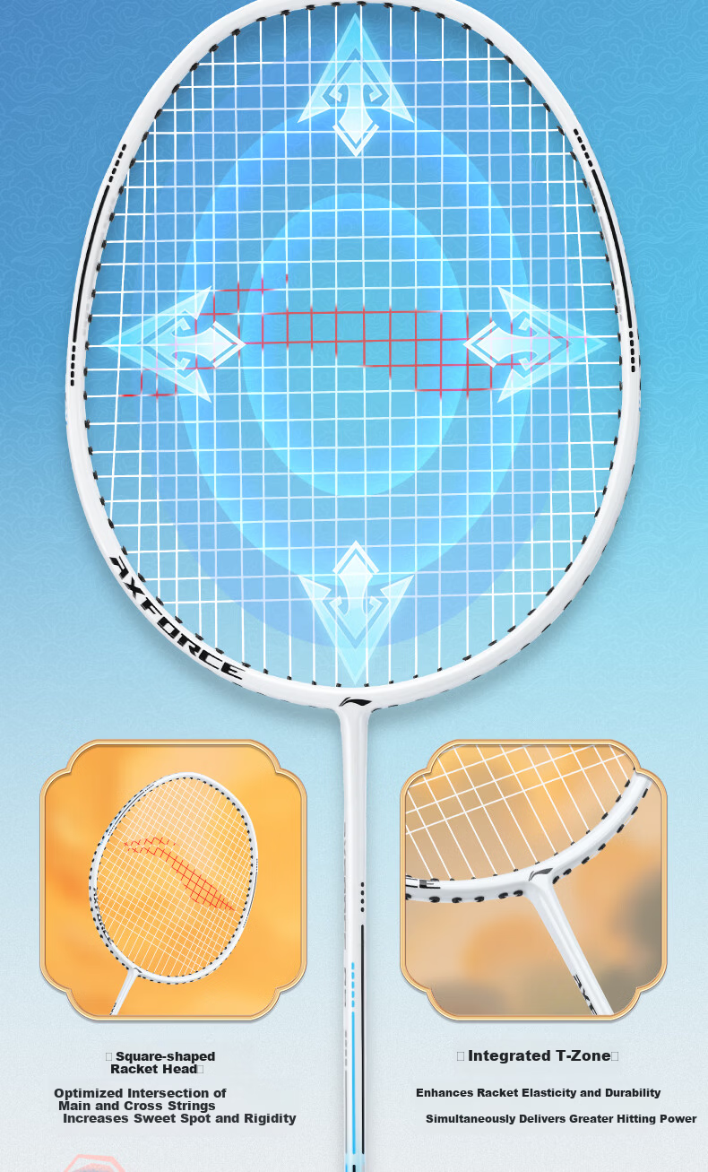 LI-NING Badminton Racket Ultra-Light 2-Pack Nano Composite Slim Shaft Unisex Blue Pink 5