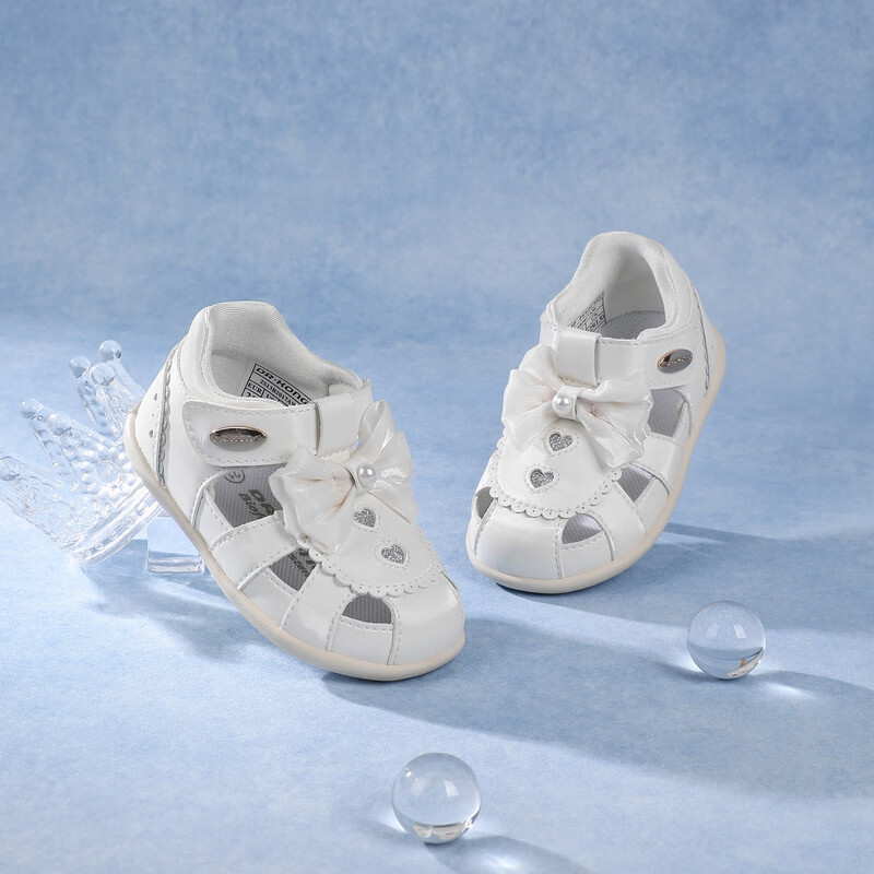DR·KONG Summer Girls Breathable Walking Shoes Baby Cute Princess Closed-Toe Children's Sandals Beige Size 19
