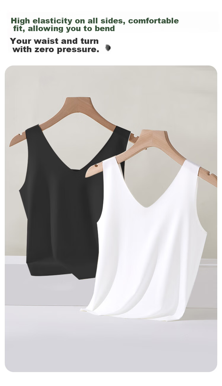 MiiOW Ice Silk Seamless Women's Camisole Vest [Cooling and Anti-See-Through] Summer Short Crop Top 2 White M 10