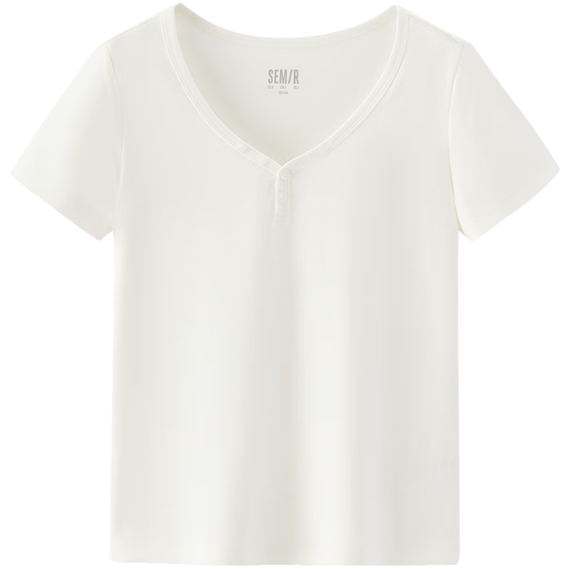 Semir Women's Summer Short Sleeve V-Neck Half-Placket Pullover Slim Fit T-Shirt 2026 Top 109326100046
