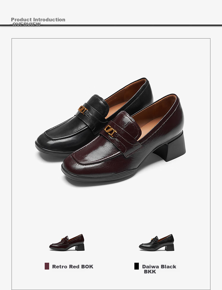 Le Saunda 2026 Spring Summer Chunky Heel Square Toe Fashion Commuter Genuine Leather Loafers Women 41701 Vintage Red BOK 39 1