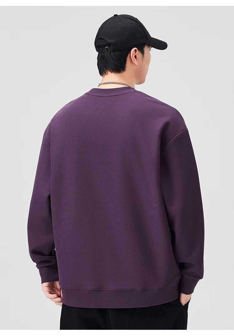 MARK FAIRWHALE Men's Sweatshirt Spring and Autumn American Style Crewneck Casual Loose Fit Trendy Black XL 15