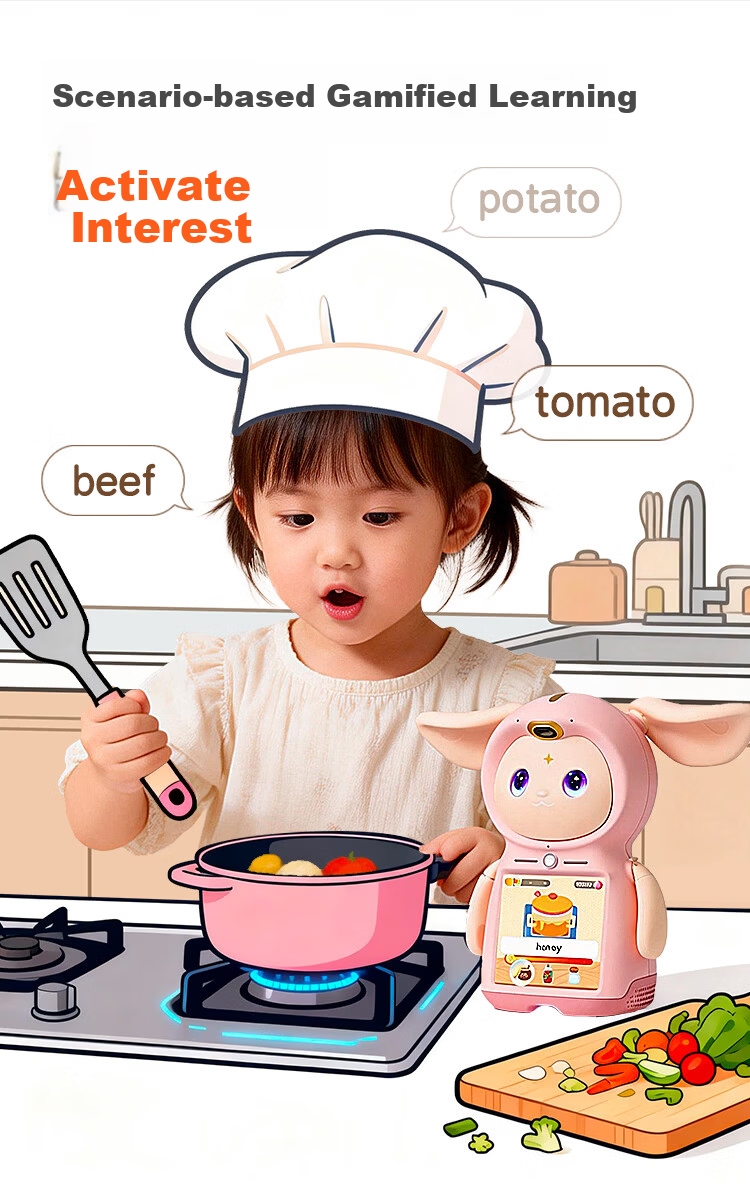 Doqee AI Little Foreign Teacher Robot PRO Pink Companion Robot English Learning Early Education Enlightenment Preschool Connection Reading Picture Book Smart Toy Children's Educational New Year Gift 4