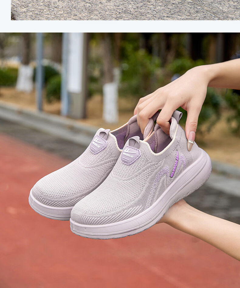 Warrior Elderly Women's Slip-On Breathable Mesh Non-Slip Sports Casual Shoes Black Purple Size 39 Model 2026 11