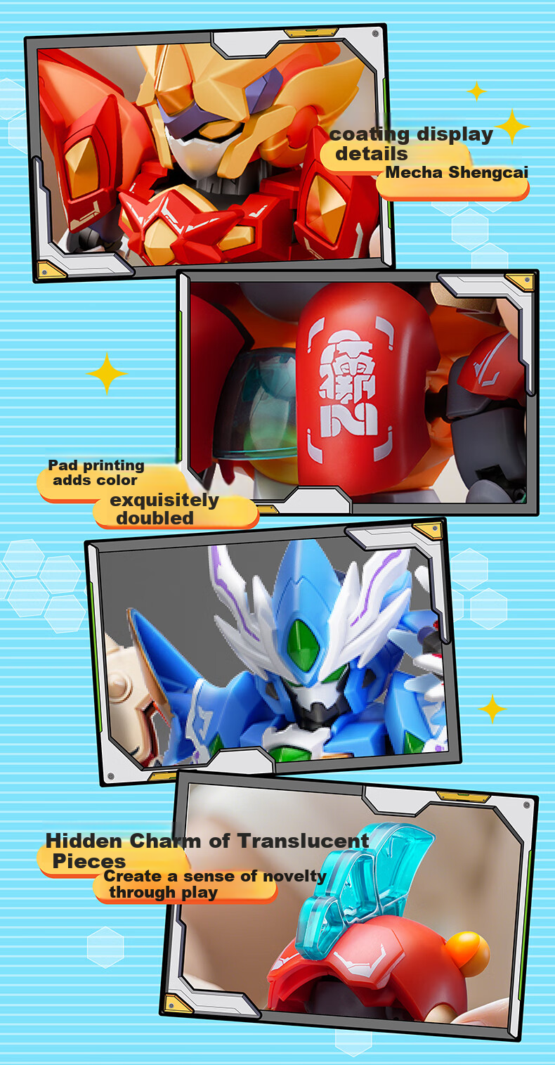 Modon Core Battle Assembly Blind Box Series 1 Q-Version Articulated Joint Building Block Mecha Toy Full Box Set 6