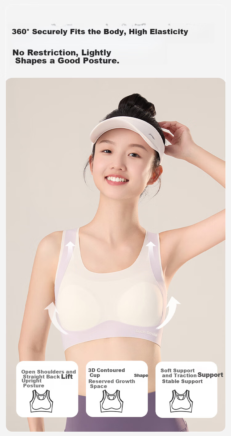 FitonTon 2-Pack Junior Girls Thin Developmental Sports Bras Summer Anti-Shock Tank Tops Invisible Nude 7
