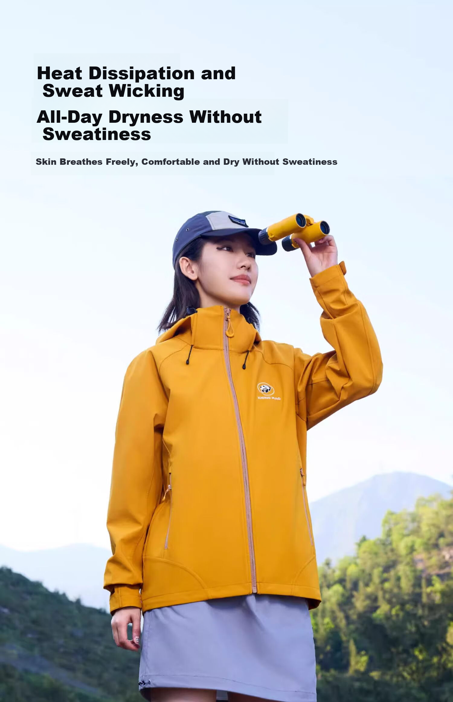 CAMEL Panda Series Outdoor Softshell Jacket Unisex Fashion Versatile Three-Proof Travel Mountaineering Coat 1114 XS 11