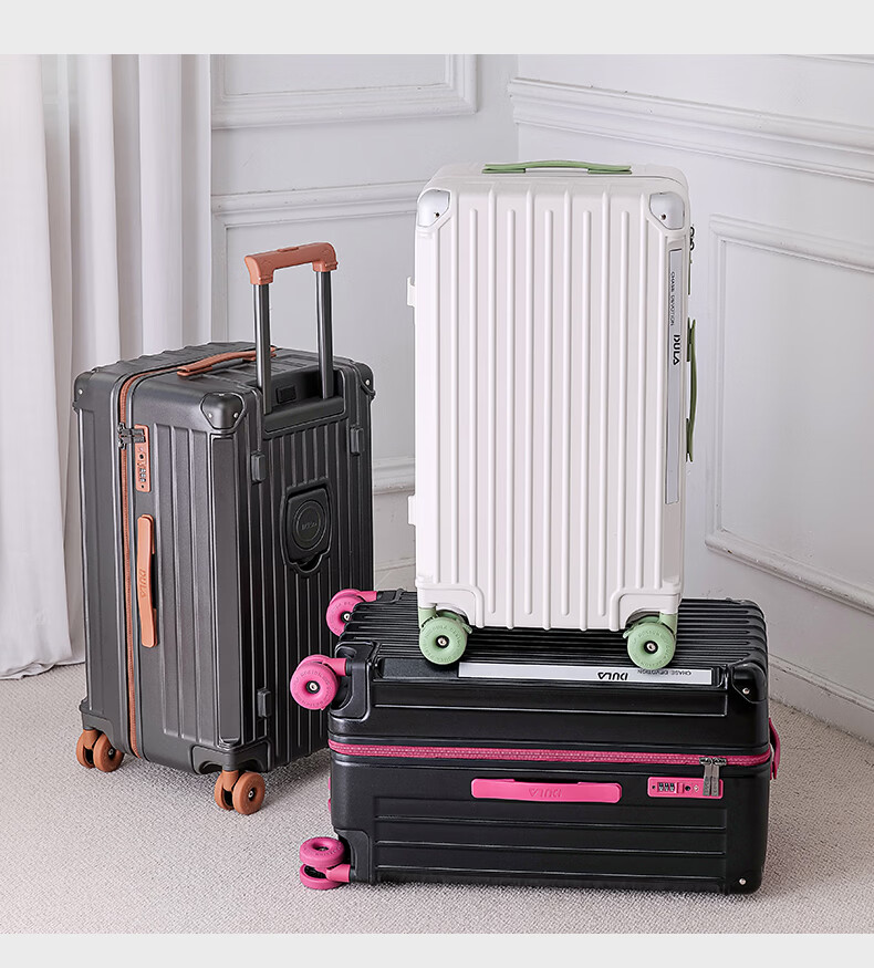 DULA Innovative Plastic Frame PC Luggage Large Capacity Cup Holder Trolley Case Travel Suitcase Password Lock 28 Inch Slate Brown 20