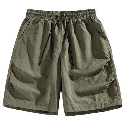 MINISO Men's Shorts, Summer New Trendy Mountain Style Five-Point Pants, Youth Loose Retro Cargo Pants, Army Green, M