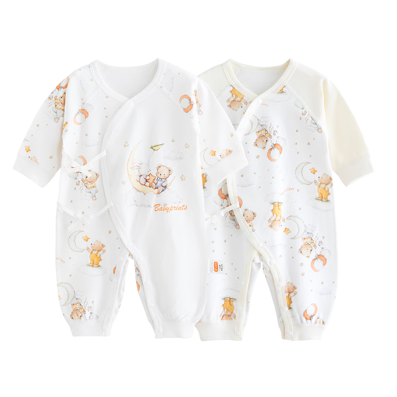 Babyprints Baby Romper 2-Pack Newborn Cotton Belly Protection Jumpsuit Unisex Soft Four-Season Infant Underwear Set B59
