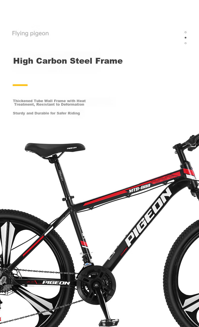 FLYING PIGEON (FG FLYING PIGEON) 26-inch Mountain Bike for Men and Women, Adult Aluminum Alloy Frame, 24-Speed Integrated Wheel Off-Road Bicycle, Black and Red 7