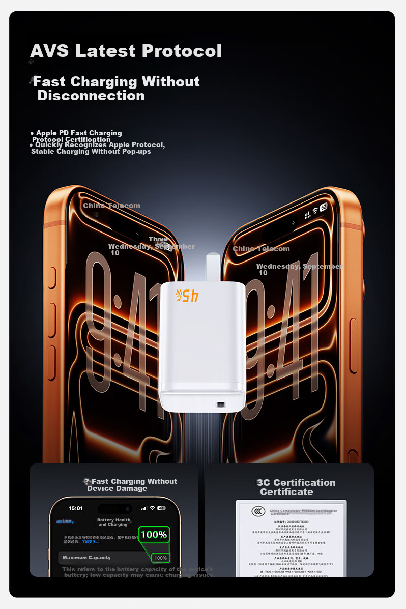 Shanmo Apple AVS Protocol 45W GaN Fast Charger for iPhone 17 Pro Max/16/15/iPad Type-C Adapter 1