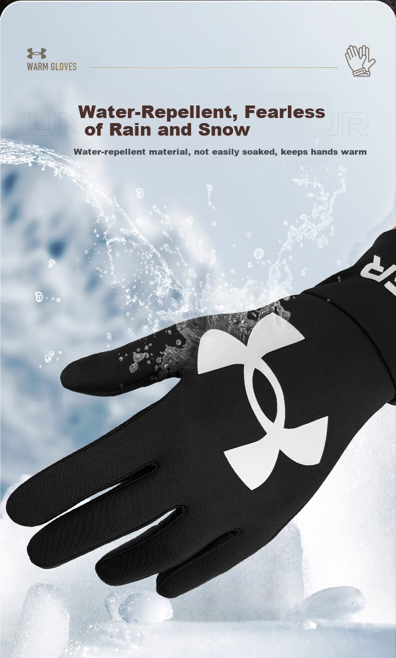 Under Armour Men's Winter Thermal Cycling Gloves Fleece Lined Electric Bike Windproof Touchscreen Ski Outdoor Anti-Freeze Gloves 9