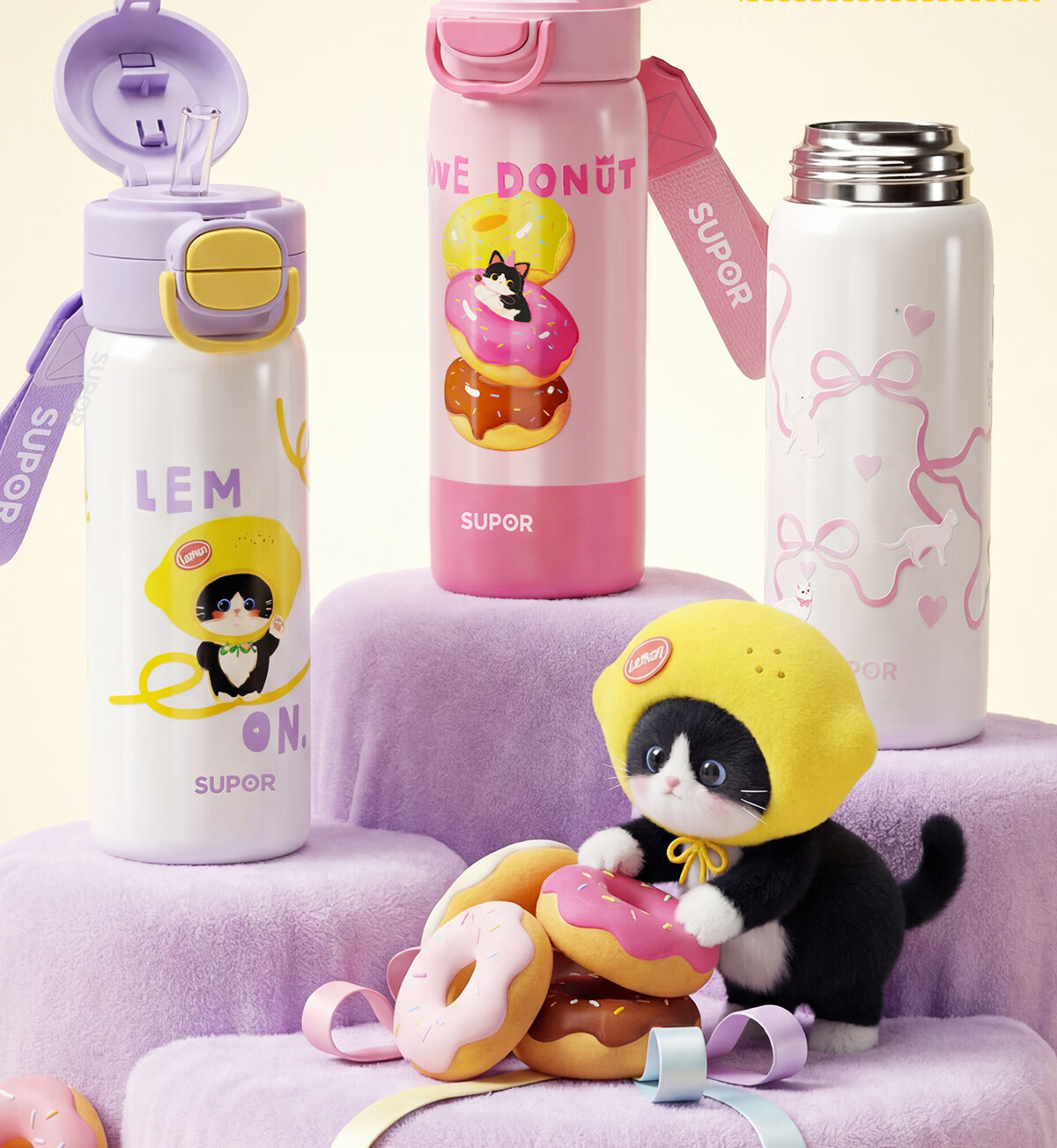 SUPOR Children's Insulated Bottle 316L Stainless Steel Student High-Value Large Capacity Straw Water Cup for Boys and Girls 14