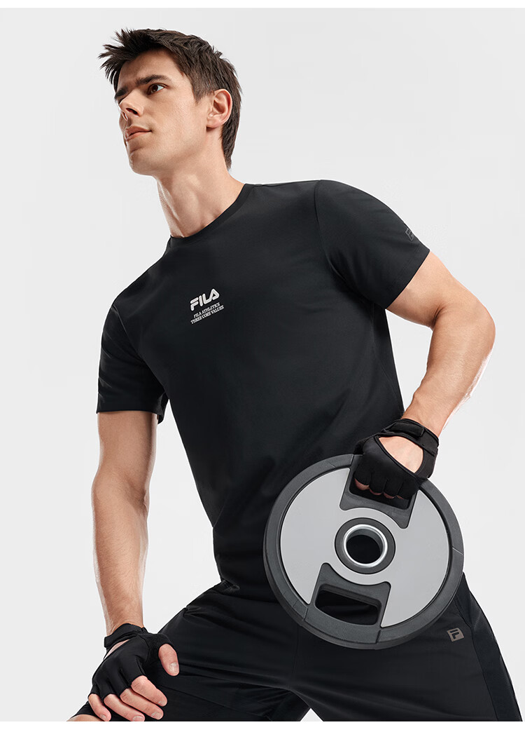 FILA Official Men's Knitted Short Sleeve Shirt 2026 Summer Fitness Sports Basic Moisture-Wicking Quick-Dry T-Shirt 38