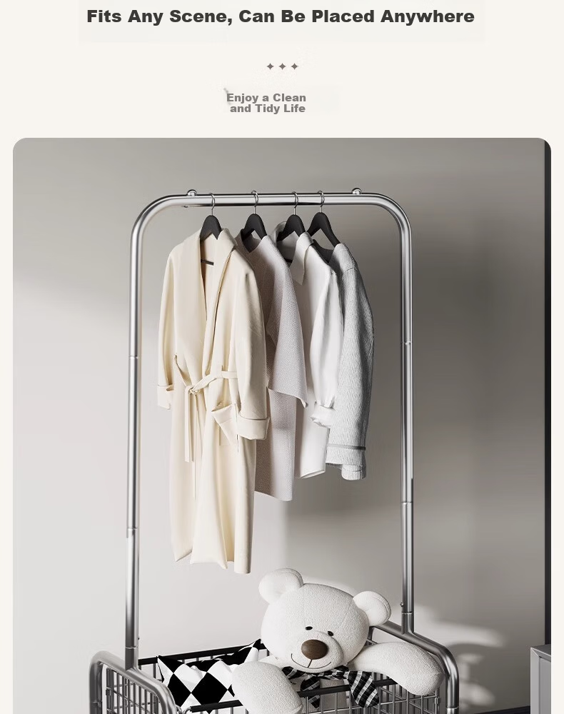 Chibilun Bedroom Floor Coat Rack Home Metal Clothes Hanger Stand Wardrobe Room Storage Overnight Clothes Rack 11