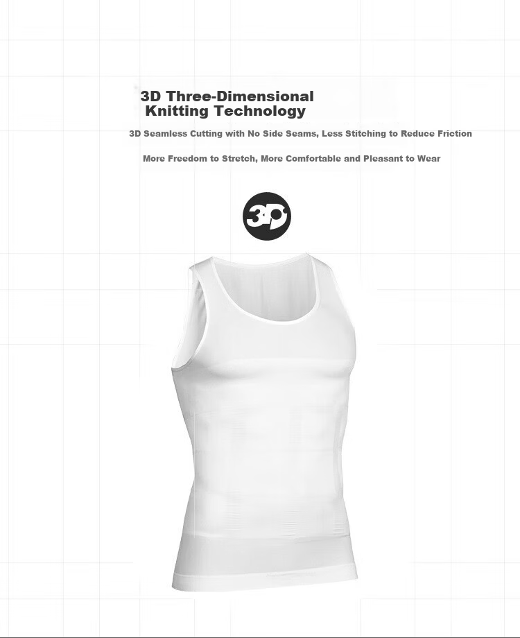 KJ Men's Shapewear Waist Slimming Vest Elastic Body Shaping Chest Compression Fitness Sports Tummy Control Shirt 6