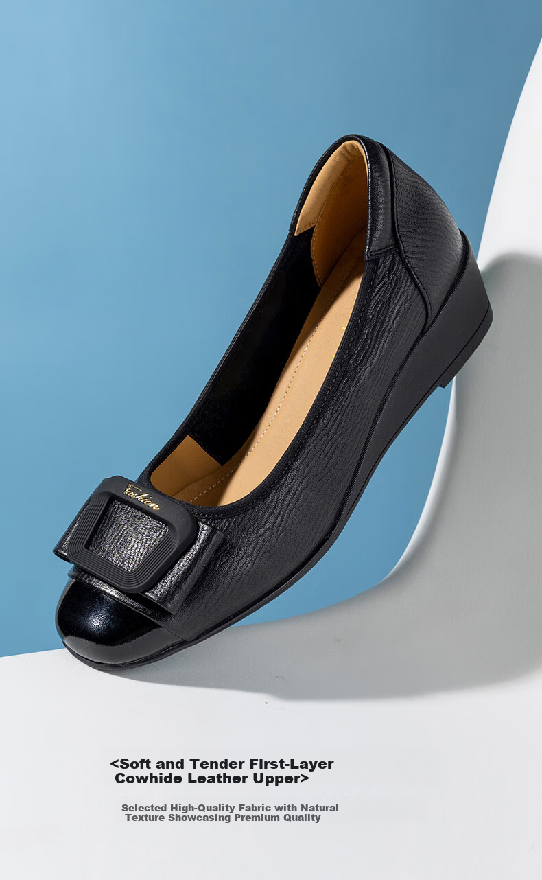 LAORENTOU Women's Professional Work Leather Shoes, Chunky Heel, Wedge, Versatile Comfortable Mom Shoes, LB220 Black Size 37 2