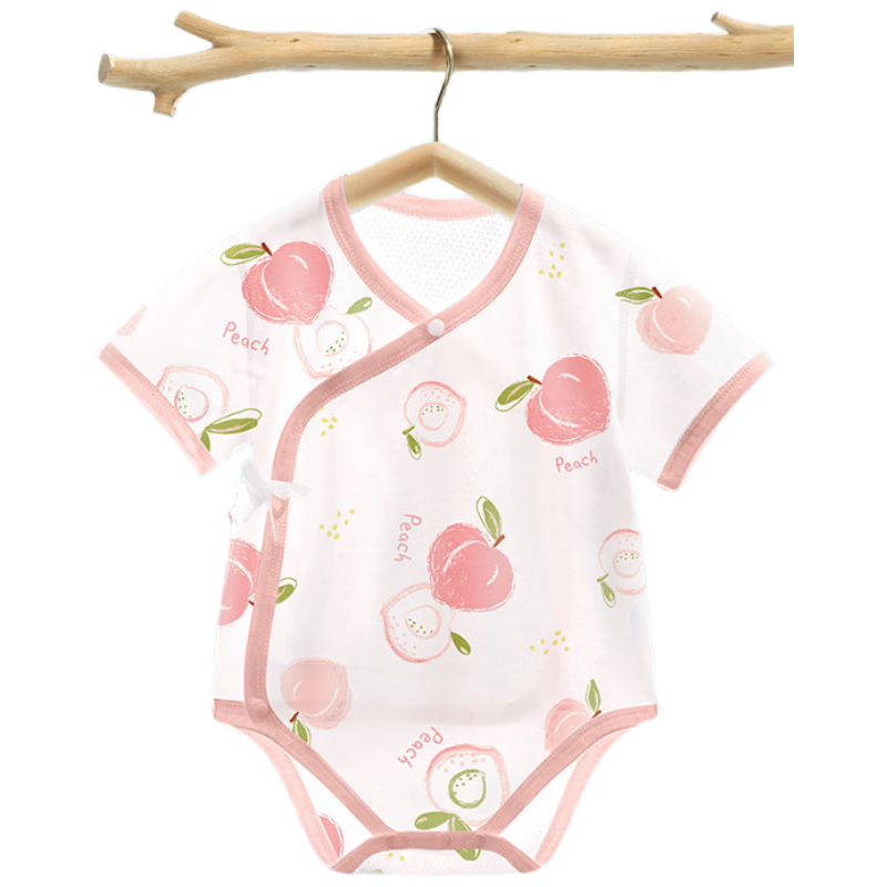Aibedila Baby Romper Spring Summer Short Sleeve Newborn Cotton Mesh Back Bodysuit