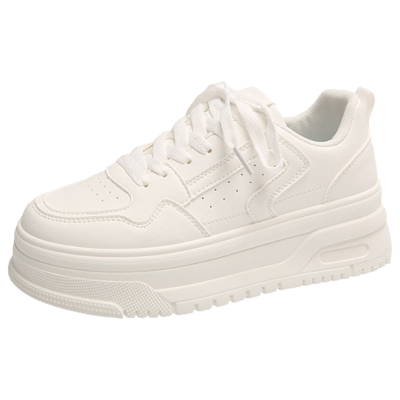 RENBEN 6CM Height Increasing White Sneakers Thick Sole Platform Shoes 2026 Trendy Versatile Student High-Value Chunky Casual Sports Shoes