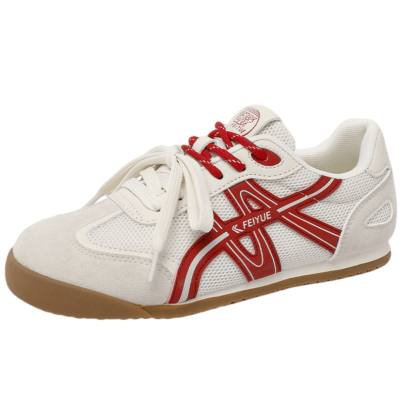 Feiyue Official Women's Sneakers 2026 Summer New Versatile Soft Sole Casual Shoes Women Beige Red Size 38