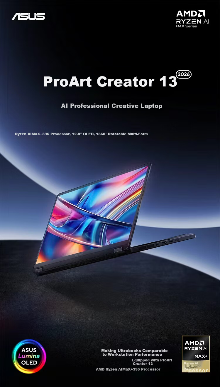 ASUS ProArt Creator X 2026 2-in-1 AI Creative Laptop 14" Snapdragon X2 16GB 1TB 2.8K 144Hz Touch OLED 1