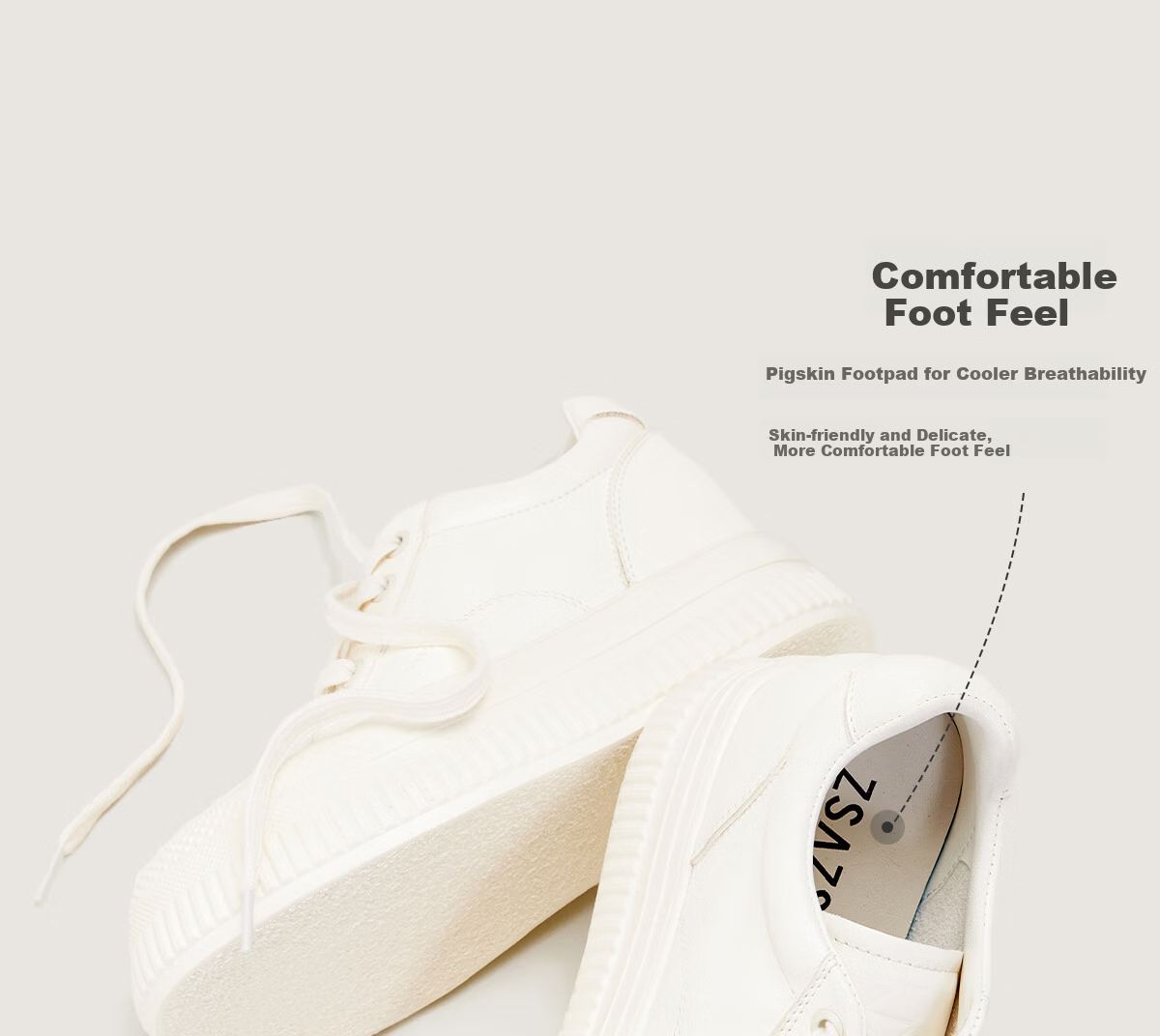 Sasa Su [Cloud Feel White Sneakers] Spring Summer Thick Sole Height Increasing Versatile White Sneakers Sports Casual Shoes Women ZA65184-30 4