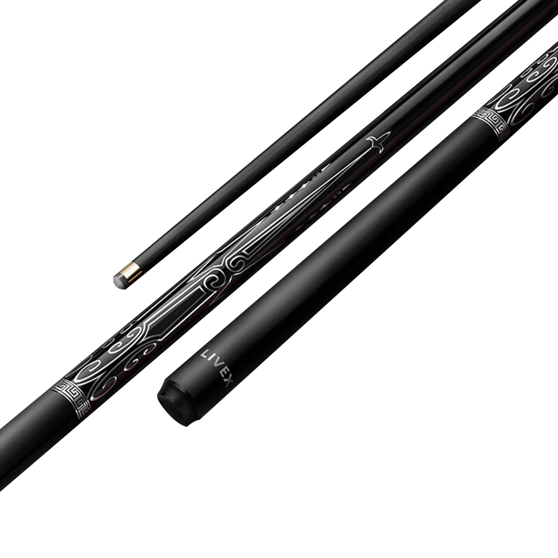 LIVEX Black Blade Carbon Fiber Small Head Snooker Chinese 8-Ball High-Tech Carbon Fiber Cue Stick Billiard Cue Set