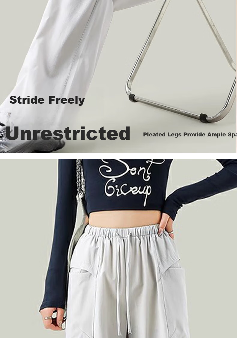 Free Style Women's Cargo Casual Pants New Drawstring Yoga Dance Loose Straight Outdoor Hiking Sports Long Pants Summer 5