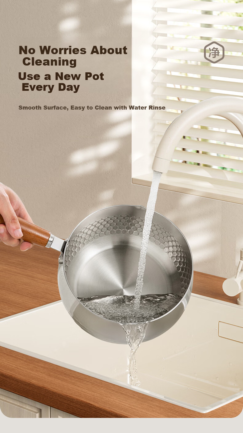 Suncha Snow Flat Pot 316L Stainless Steel Thickened Milk Pot 0 Coating Multifunctional Cooking Noodles Baby Food Grade 20cm with Steamer Basket 11