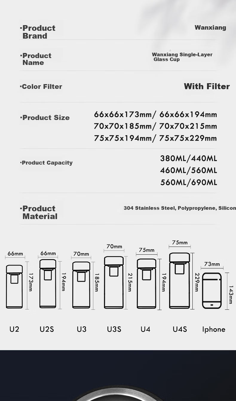 WANXIANG Glass Cup U4R Large Capacity Single-Layer Business Tea Cup Black 660ML High Borosilicate Glass Water Cup 9
